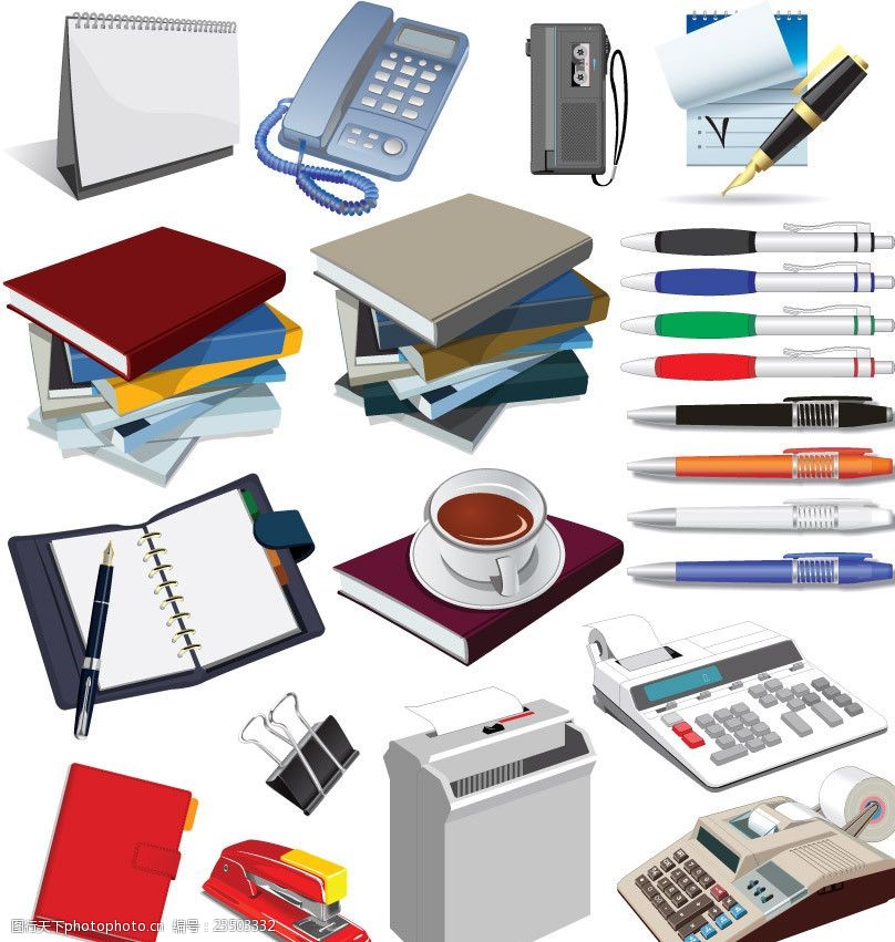 办公用品图标矢量 现代办公场景的视觉语言
